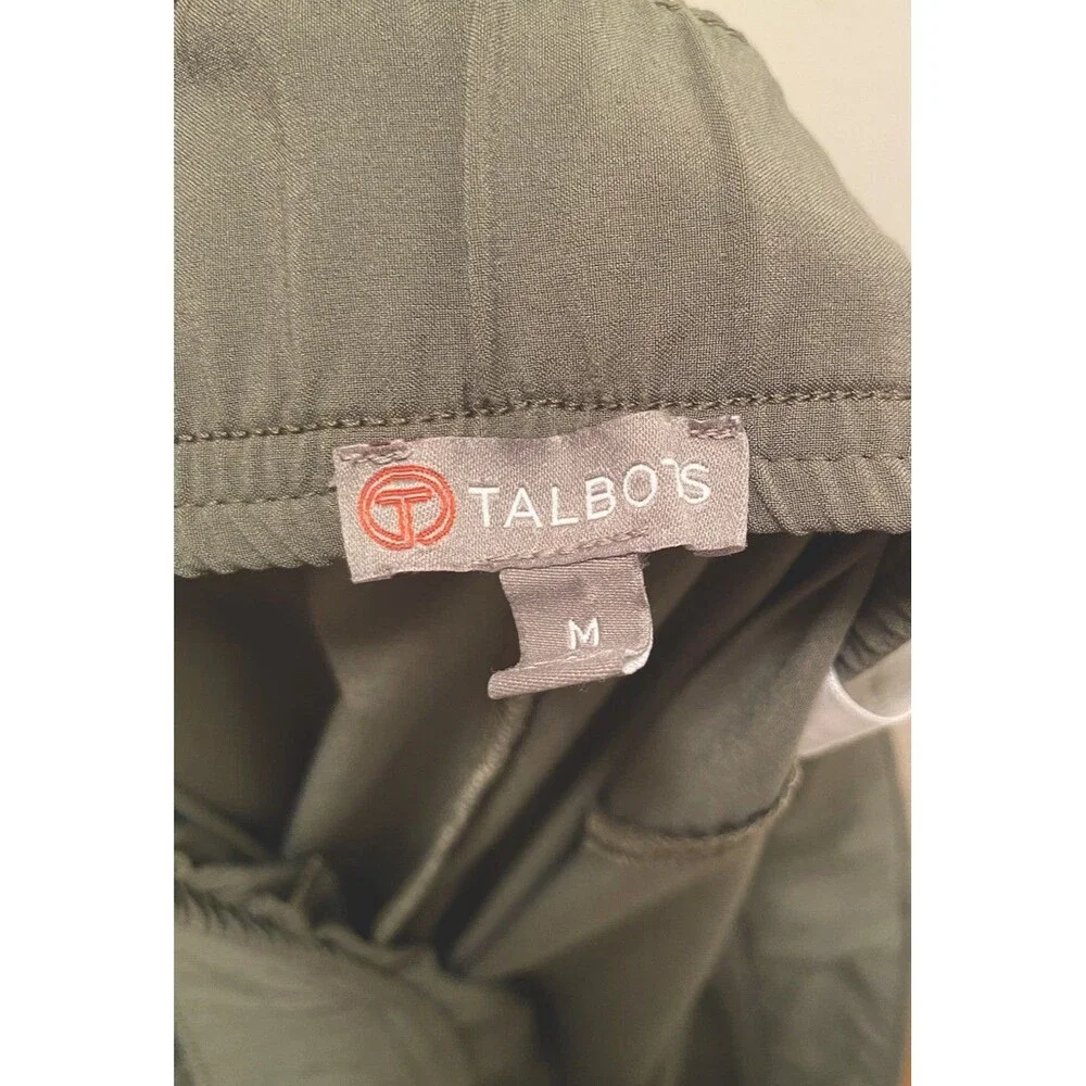 Talbots Pull On Ankle Pants Women’s Size Medium Cropped Army Green Comfort